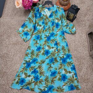 3050 Size XL Long Hawaiian Floral Lounge Dress or Mumu.